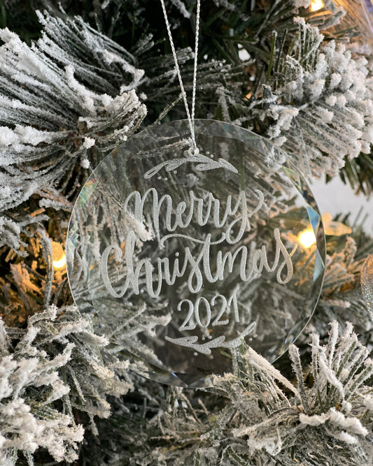 Engraved Beveled Glass  Ornament